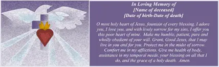 Prayer To The Sacred Heart Funeral (4 per page)