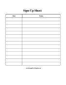 Sign Up Sheet Name and Date