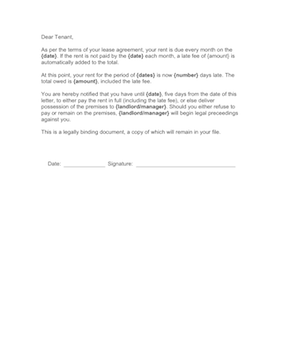 5-Day Notice to Pay or Quit Business Form Template