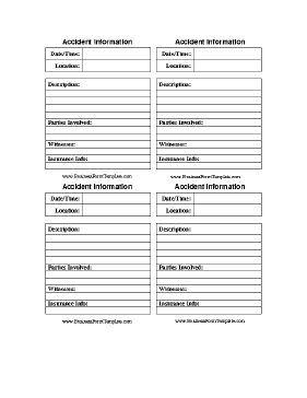 Accident Claim Worksheet Business Form Template