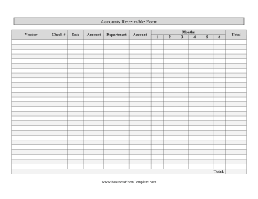 Accounts Receivable Form Business Form Template