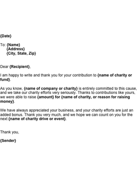 Acknowledging a Contribution Business Form Template