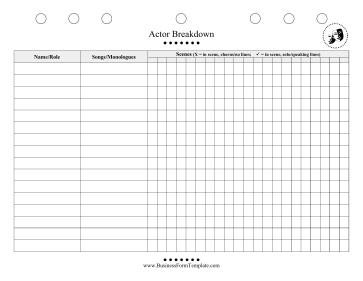 Actor Breakdown Business Form Template