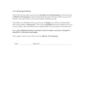 Annual Salary Increase Business Form Template