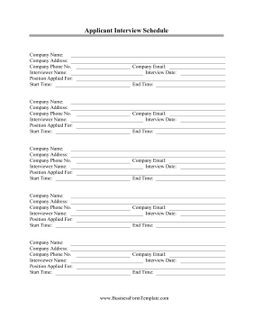 Applicant Interview Schedule Business Form Template