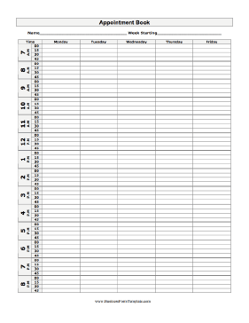 Appointment Book Business Form Template