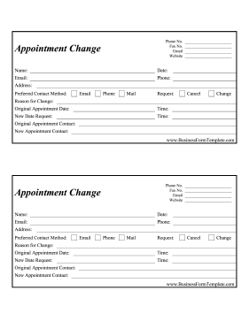 Appointment Change Form Business Form Template