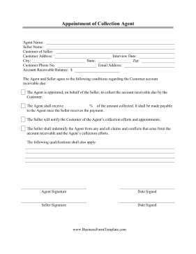 Appointment Of Collection Agent Business Form Template