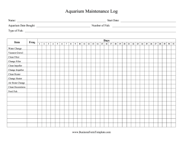 How to Set Up Fish Tank Maintenance Chart