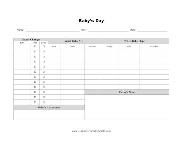Baby Care Daily Log Business Form Template