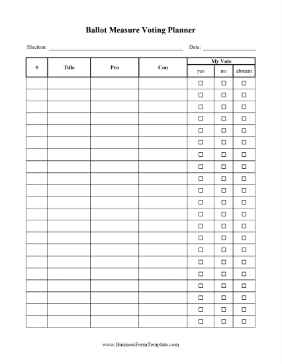 Ballot Measure Voting Planner Business Form Template