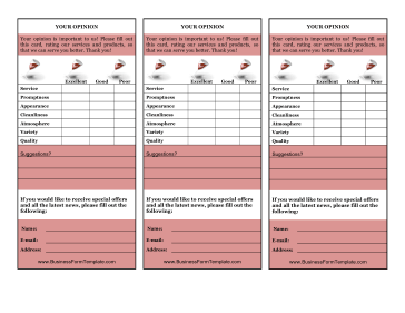 Bar Your Opinion Card Business Form Template