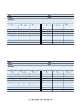 Basic Inventory Card Business Form Template