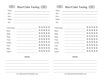 Beer Cider Tasting Log Business Form Template