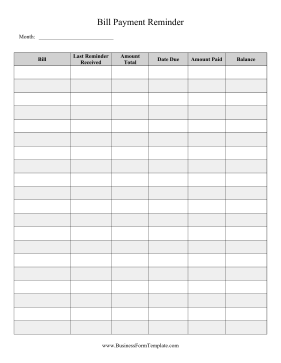 Bill Payment Reminder Business Form Template