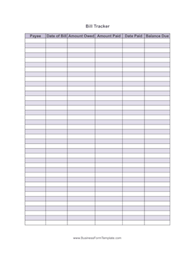 Bill Tracker Business Form Template