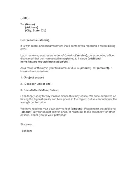 Billing Error Apology Letter Business Form Template