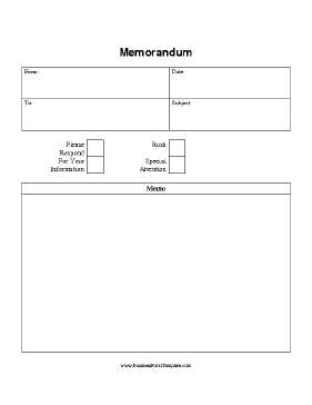Blank Memo Business Form Template