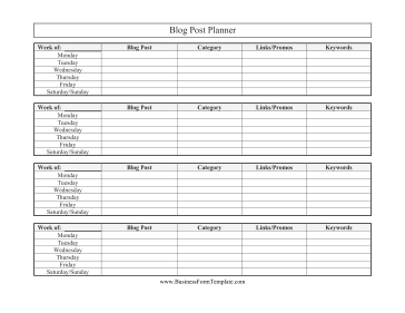 Blog Post Planner Business Form Template