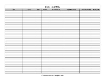 Book Inventory Business Form Template