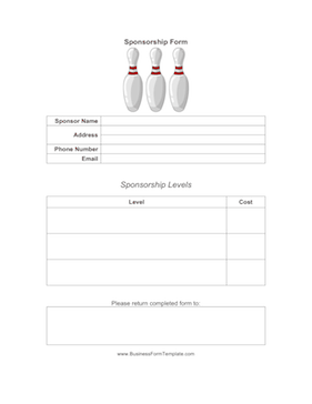 Bowling Sponsorship Form Business Form Template