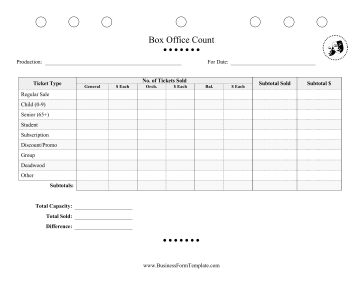 Box Office Count Business Form Template