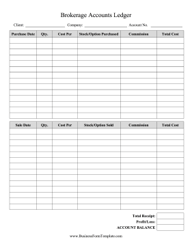 Brokerage Accounts Ledger Business Form Template
