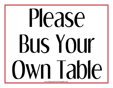 Bus Your Table Sign Business Form Template