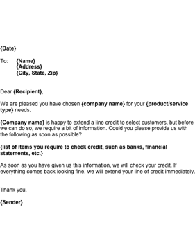 Business Credit Line Information Business Form Template