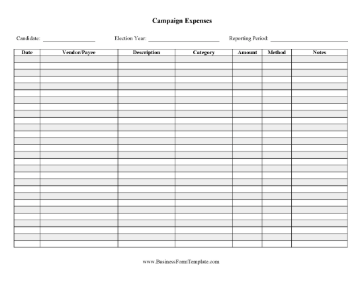 Campaign Expense Ledger Business Form Template