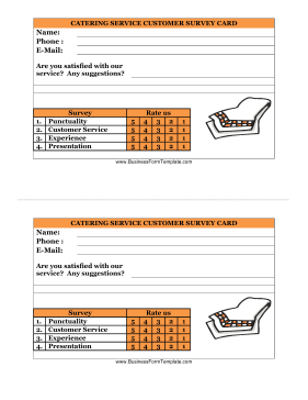 Catering Service Customer Survey Card Business Form Template