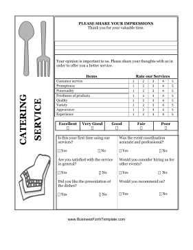 Catering Service Feedback Business Form Template