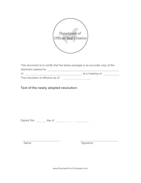 Certified Copy of Resolution Business Form Template