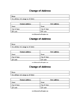 Change Of Address Form Business Form Template
