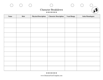 Character Breakdown Business Form Template