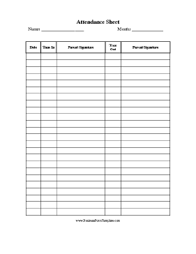 Child Care Sign In Sheet Business Form Template