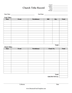 Church Tithe Tracker Business Form Template