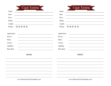 Cigar Tasting Log Business Form Template