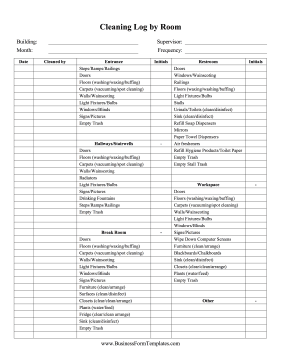 Cleaning Log By Room Business Form Template