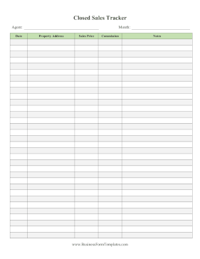 Closed Sales Tracker Business Form Template