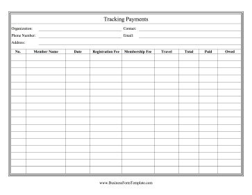 Club Tracking Payments Business Form Template
