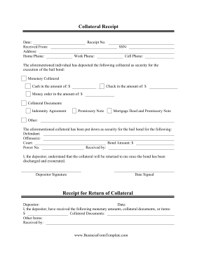 Collateral Receipt Business Form Template