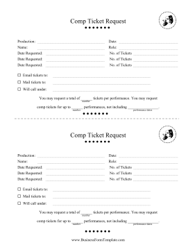 Comp Ticket Request Form Business Form Template