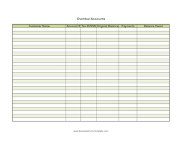 Company Overdue Accounts Business Form Template