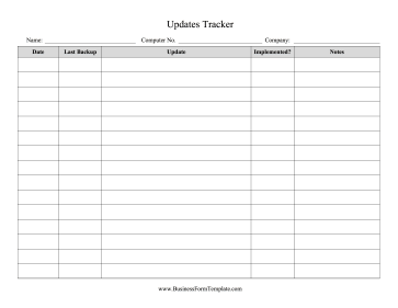 Computer Update Tracker Business Form Template