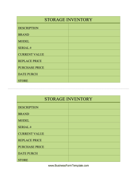 Computers Storage Inventory Card Business Form Template