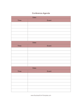 Conference Agenda Business Form Template