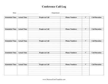 Conference Call Log Business Form Template