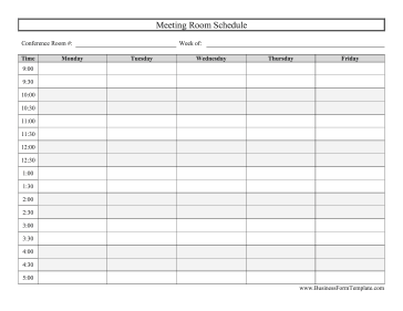 Conference Room Schedule Business Form Template