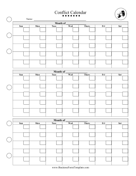 Conflict Calendar Business Form Template